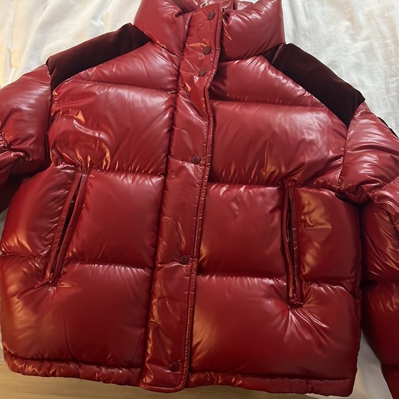 Runway piece. Red Moncler puffer with velvet trim. Only worn once - Picture 3 of 6